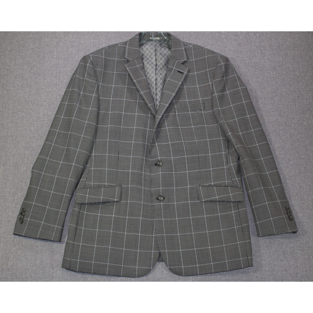 Joseph Abboud Sport Coat Blazer Mens 46 Long White Plaid Wool Blend Two-Button